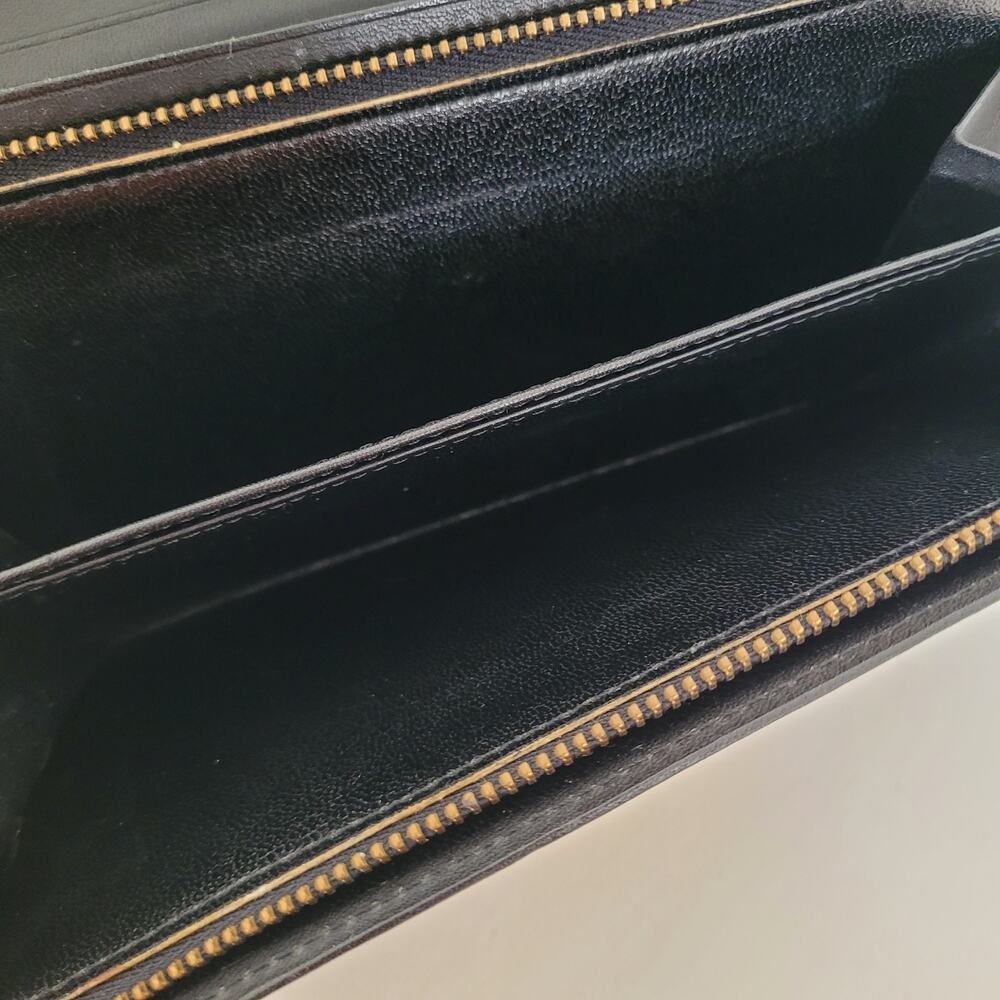 Yves Saint Laurent YSL Vintage Long Large Leather Wallet Black Logo Bifold Retro - Picture 6 of 12